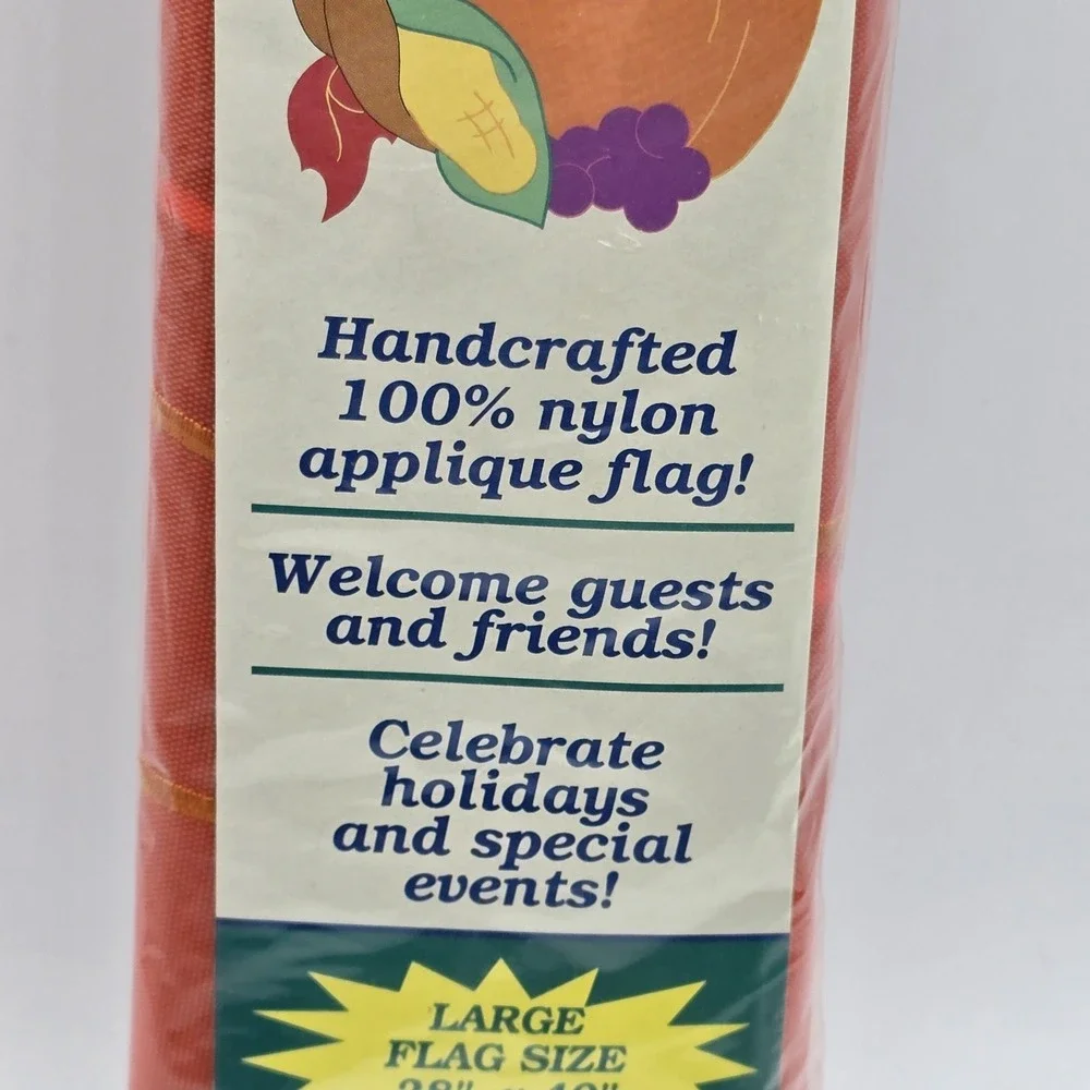 New Vtg in Package Cornucopia House Flag 28 By‎ 40 Inches Fall Autumn Sculpted